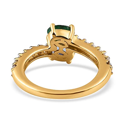 Premium Tanzanite, Kagem Zambian Emerald and Moissanite Snake Inspired Bypass Ring in Vermeil Yellow Gold Over Sterling Silver (Size 5.0) 1.30 ctw