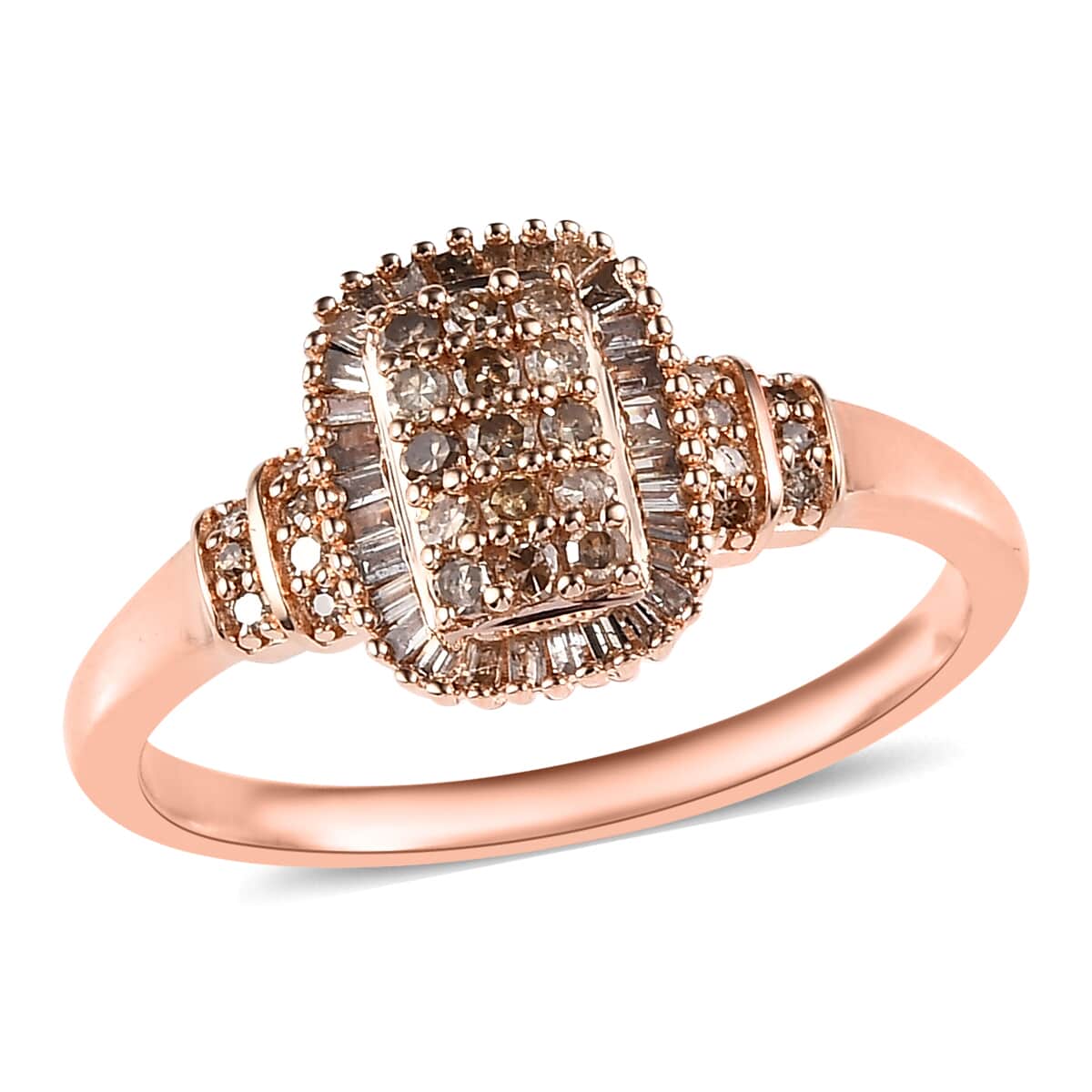 Natural Champagne Diamond Ring in Vermeil Rose Gold Over Sterling Silver (Size 10.0) 0.50 ctw image number 0