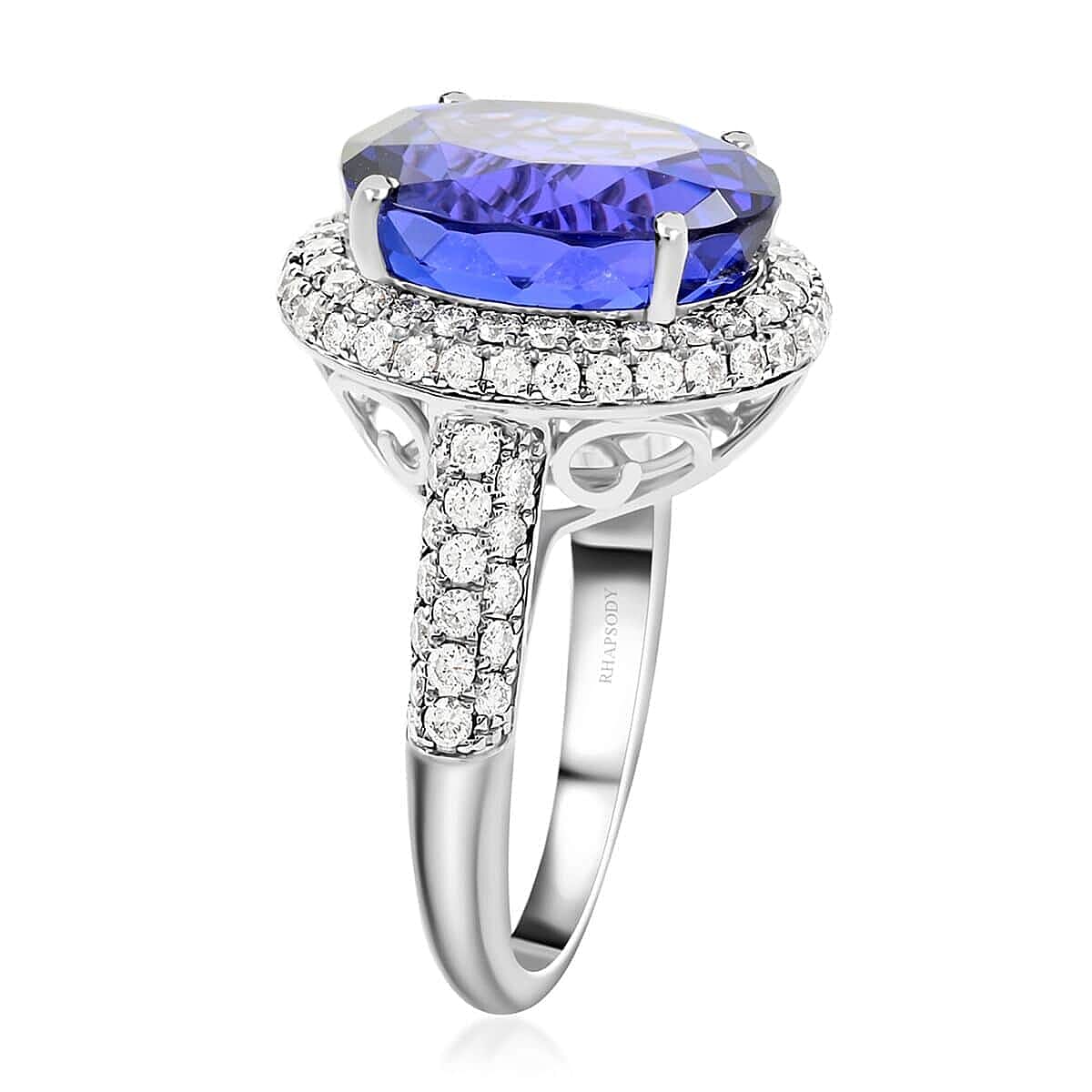 Certified and Appraised Rhapsody AAAA Tanzanite and E-F VS Diamond 10.75 ctw Ring in 950 Platinum (Size 10.0) 9.40 Grams