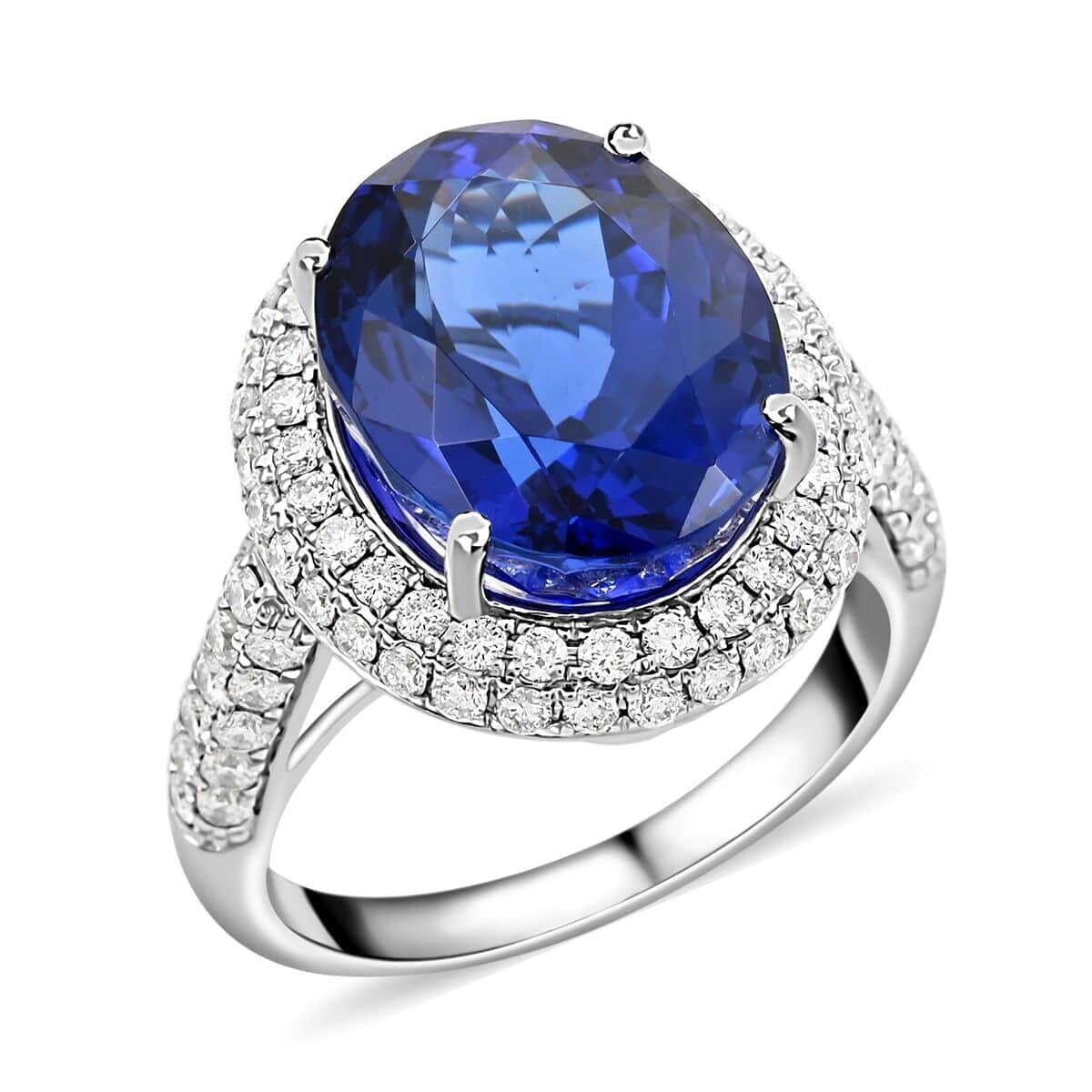 Certified and Appraised Rhapsody AAAA Tanzanite and E-F VS Diamond 10.75 ctw Ring in 950 Platinum (Size 6.0) 9.40 Grams image number 0