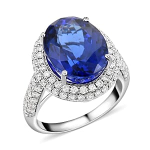 Certified and Appraised Rhapsody AAAA Tanzanite and E-F VS Diamond 10.75 ctw Ring in 950 Platinum (Size 6.0) 9.40 Grams