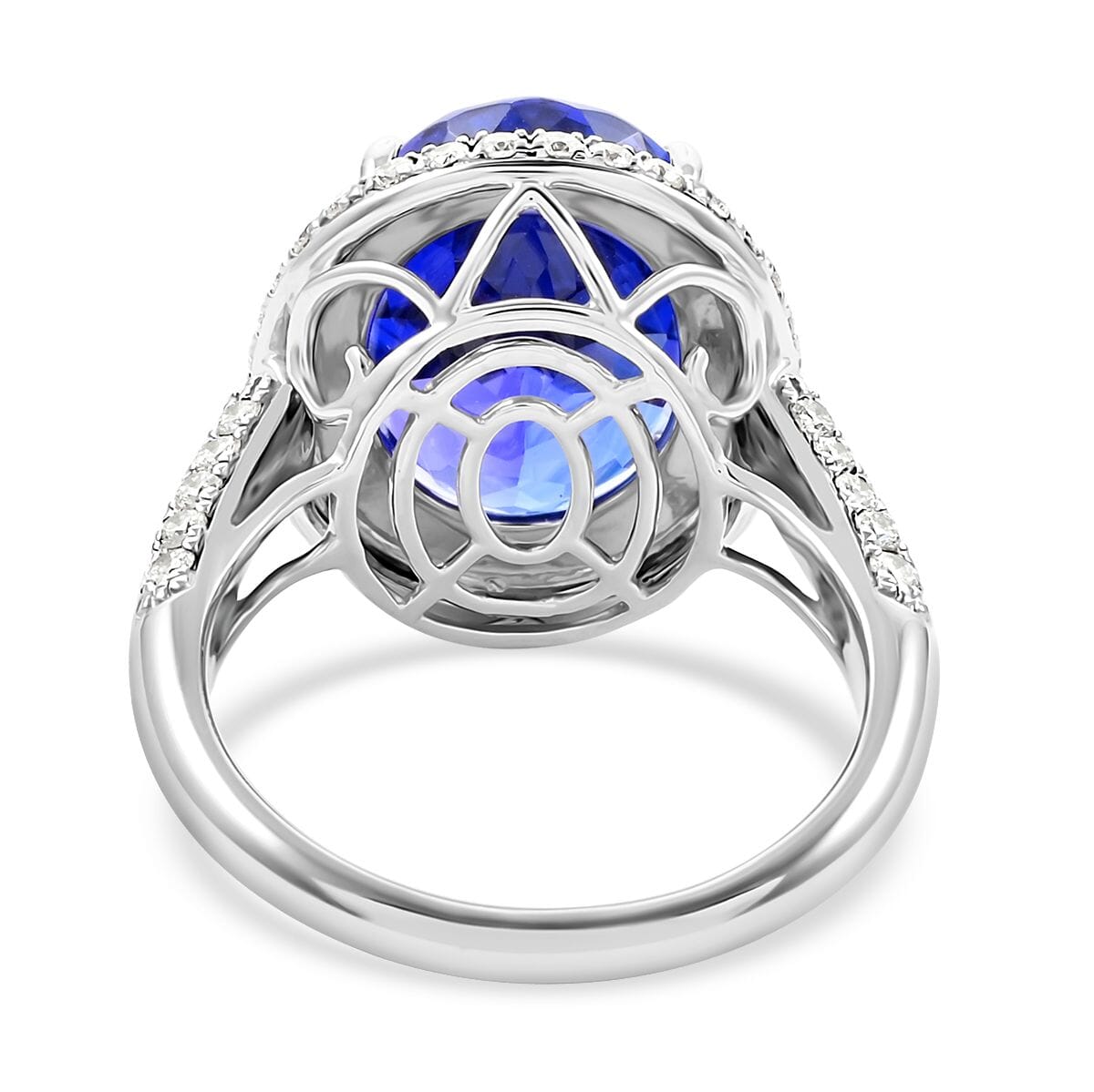 Certified and Appraised Rhapsody AAAA Tanzanite and E-F VS Diamond 10.75 ctw Ring in 950 Platinum (Size 6.0) 9.40 Grams image number 4