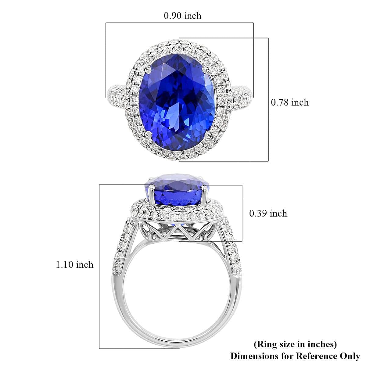 Certified and Appraised Rhapsody AAAA Tanzanite and E-F VS Diamond 10.75 ctw Ring in 950 Platinum (Size 6.5) 9.40 Grams image number 5