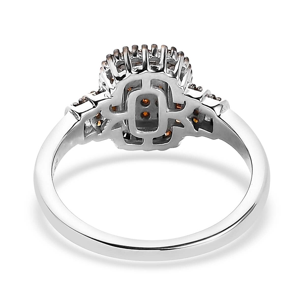 Red Diamond Cluster Ring in Platinum Over Sterling Silver (Size 6.0) 0.50 ctw image number 4