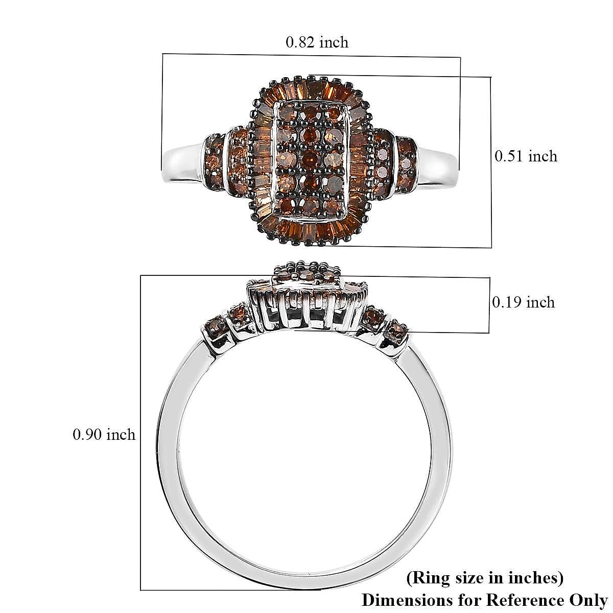 Red Diamond Cluster Ring in Platinum Over Sterling Silver (Size 6.0) 0.50 ctw image number 5