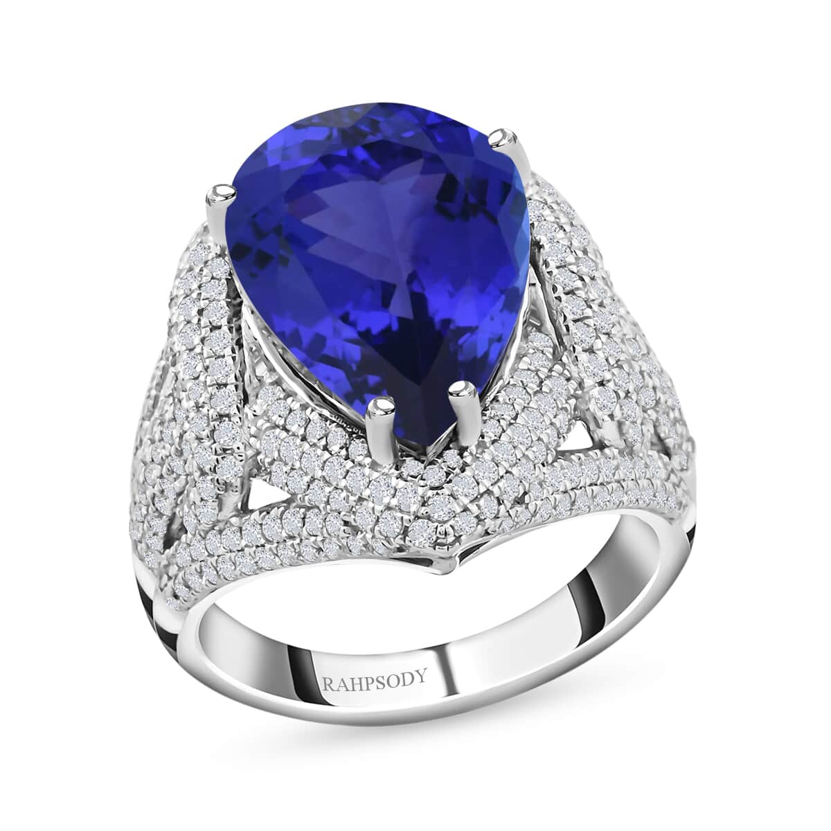 Certified and Appraised Rhapsody 950 Platinum AAAA Tanzanite and E-F VS Diamond Ring (Size 6.0) 11.70 Grams 11.00 ctw image number 0