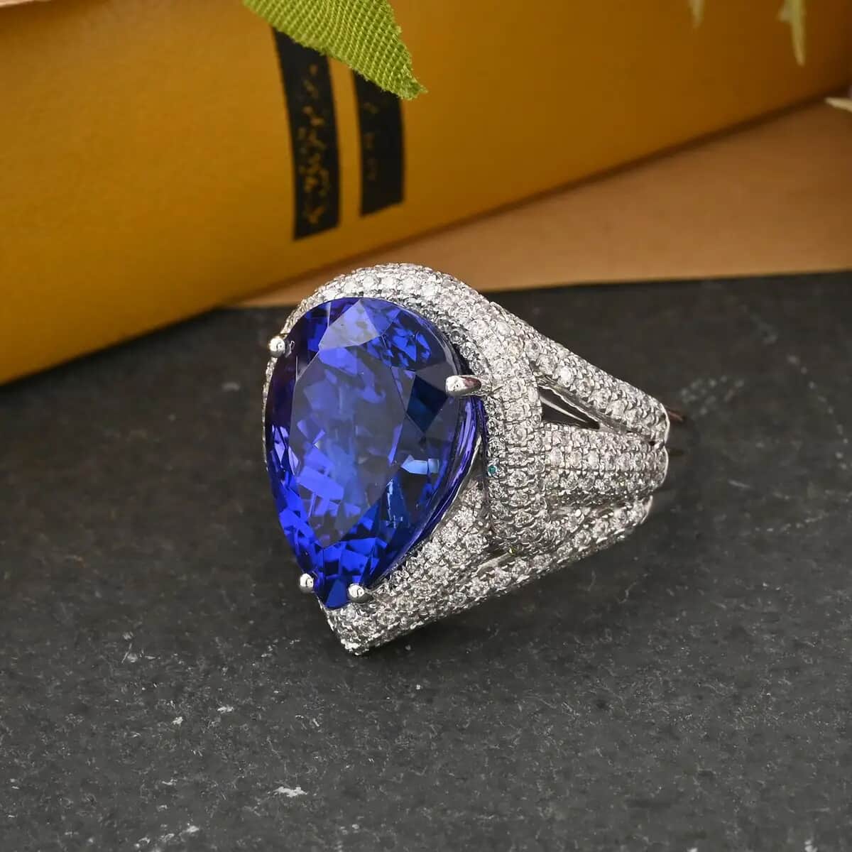 Certified and Appraised Rhapsody 950 Platinum AAAA Tanzanite and E-F VS Diamond Ring (Size 6.0) 11.70 Grams 11.00 ctw image number 1