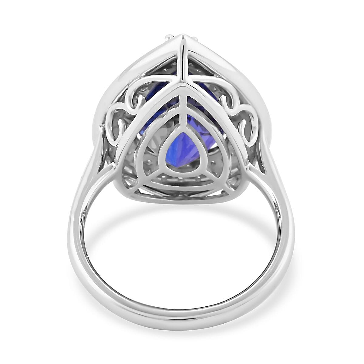 Certified and Appraised Rhapsody 950 Platinum AAAA Tanzanite and E-F VS Diamond Double Halo Ring (Size 10.0) 10.43 Grams 10.25 ctw