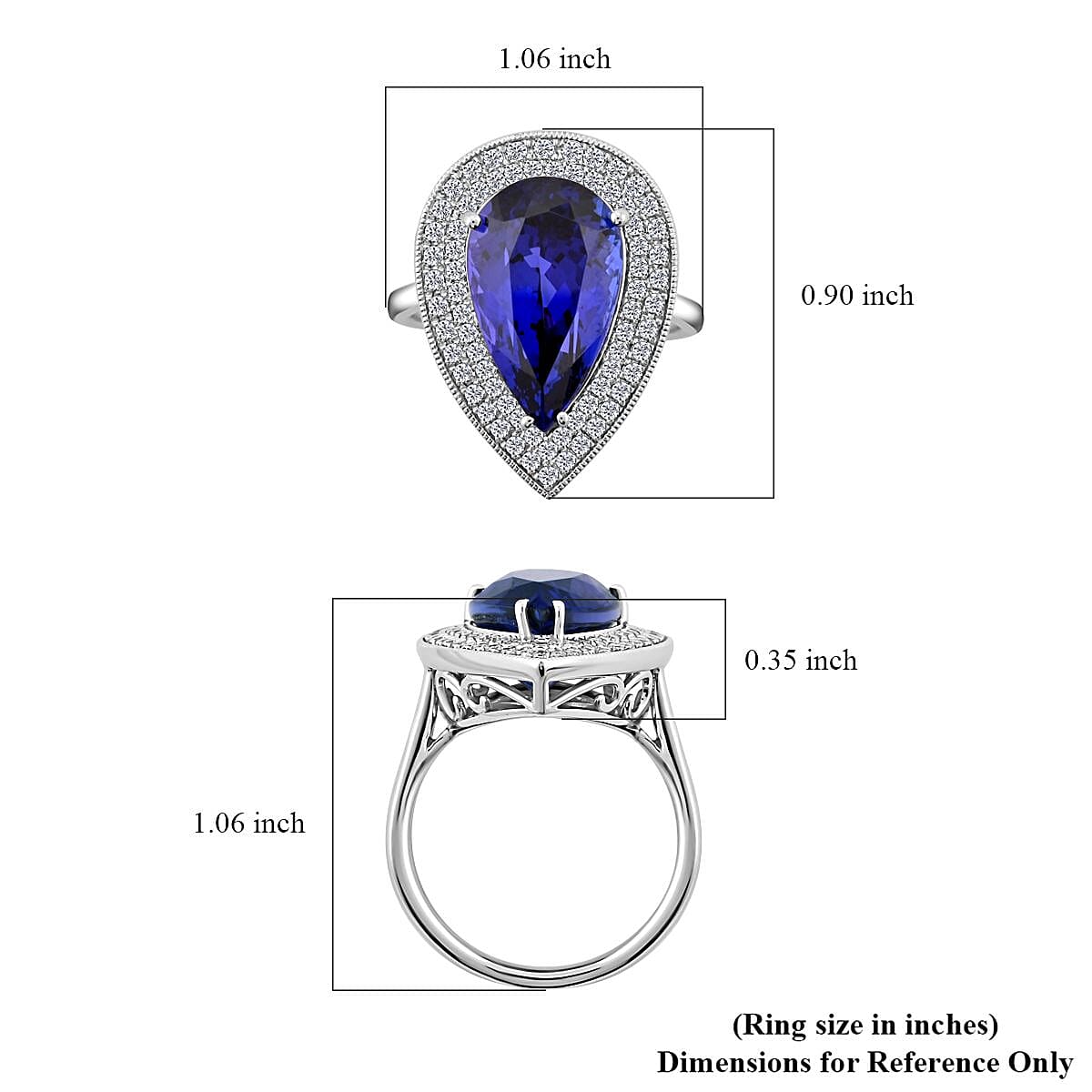 Certified and Appraised Rhapsody 950 Platinum AAAA Tanzanite and E-F VS Diamond Double Halo Ring (Size 10.0) 10.43 Grams 10.25 ctw