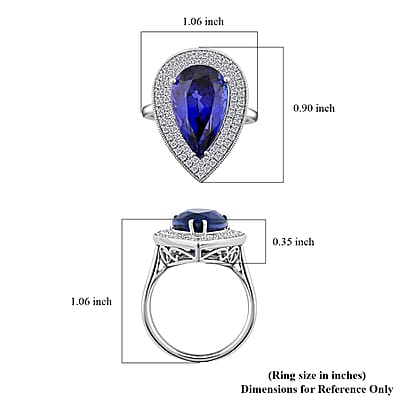Certified and Appraised Rhapsody 950 Platinum AAAA Tanzanite and E-F VS Diamond Double Halo Ring (Size 10.0) 10.43 Grams 10.25 ctw