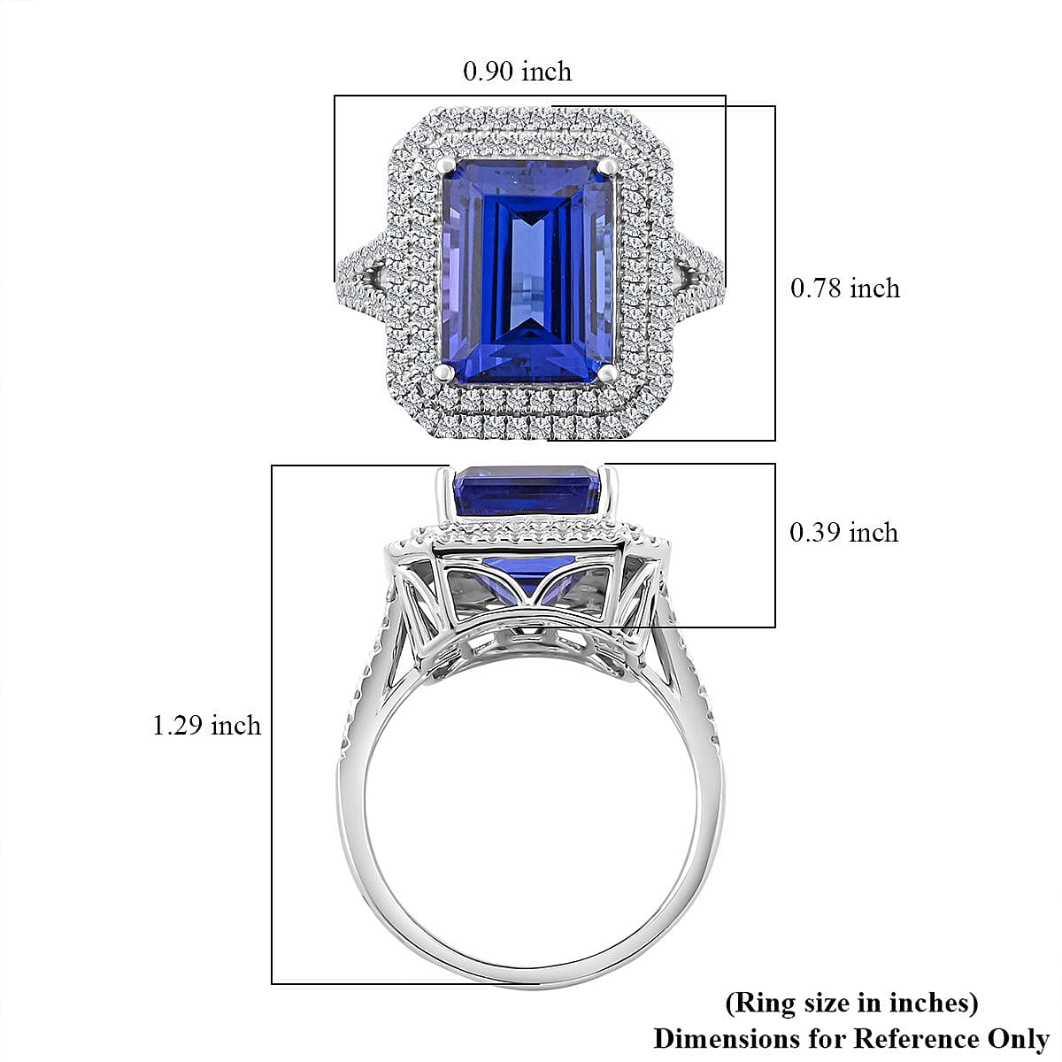 Certified and Appraised Rhapsody 950 Platinum AAAA Tanzanite and E-F VS Diamond Double Halo Ring (Size 10.0) 9.90 Grams 10.65 ctw