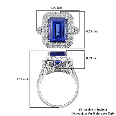 Certified and Appraised Rhapsody 950 Platinum AAAA Tanzanite and E-F VS Diamond Double Halo Ring (Size 10.0) 9.90 Grams 10.65 ctw