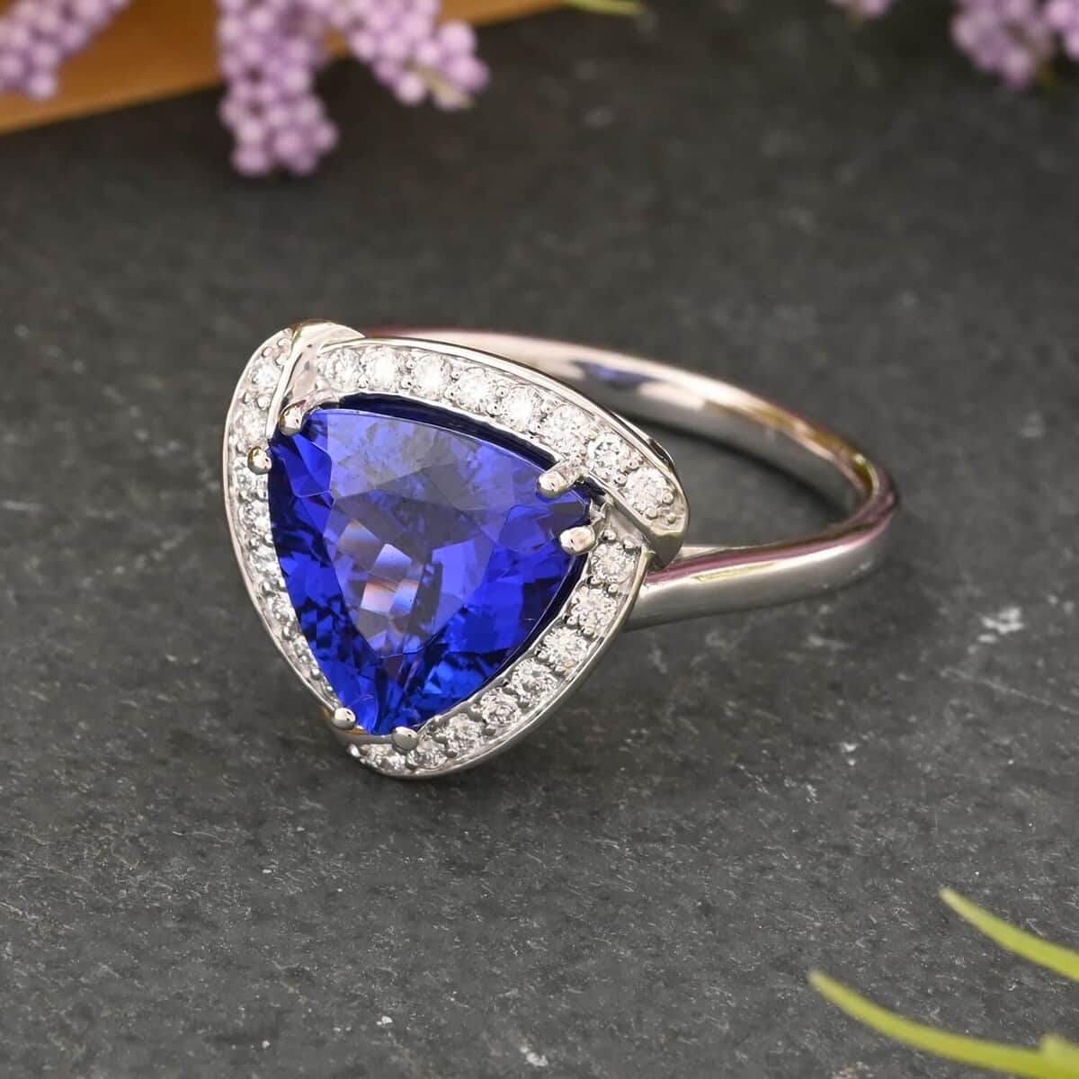 Certified & Appraised Rhapsody 950 Platinum AAAA Tanzanite and E-F VS Diamond Ring 7.40 Grams 3.65 ctw image number 1