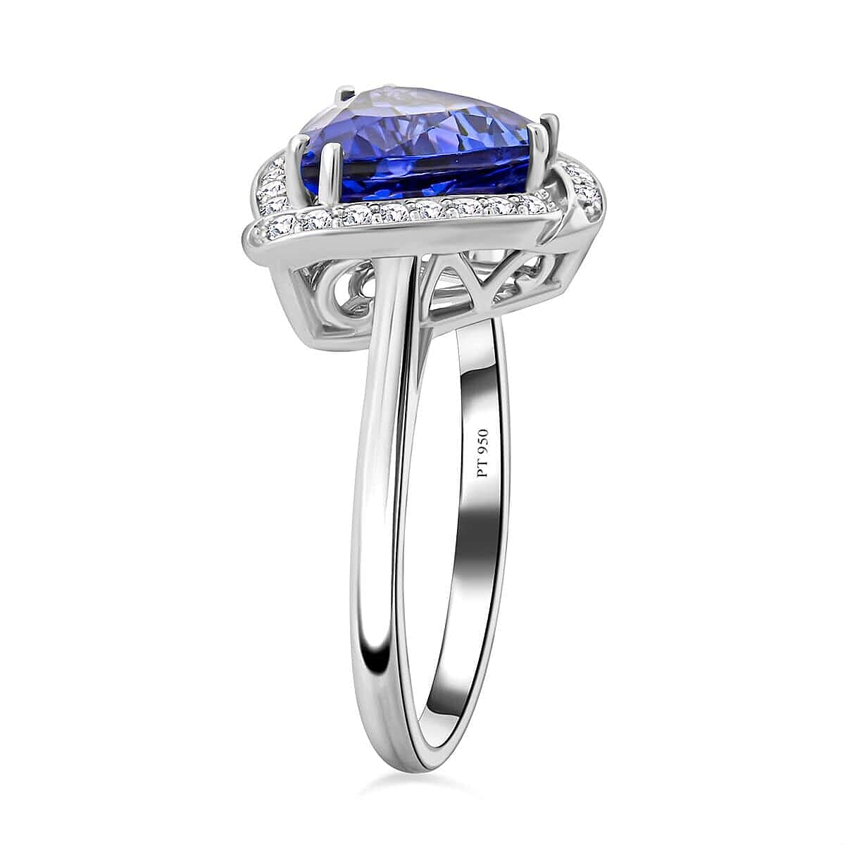 Certified & Appraised Rhapsody 950 Platinum AAAA Tanzanite and E-F VS Diamond Ring (Size 10.0) 7.40 Grams 3.65 ctw