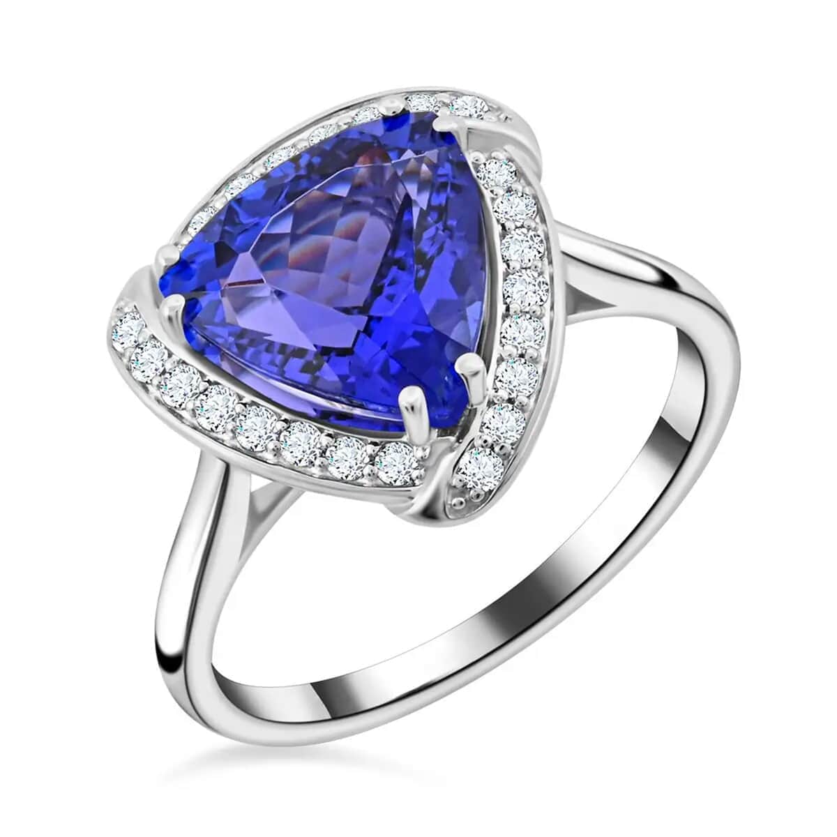 Certified & Appraised Rhapsody 950 Platinum AAAA Tanzanite and E-F VS Diamond Ring (Size 6.0) 7.40 Grams 3.65 ctw image number 0