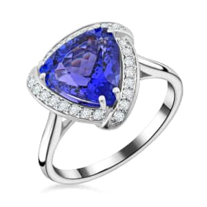 Certified & Appraised Rhapsody 950 Platinum AAAA Tanzanite and E-F VS Diamond Ring (Size 6.0) 7.40 Grams 3.65 ctw