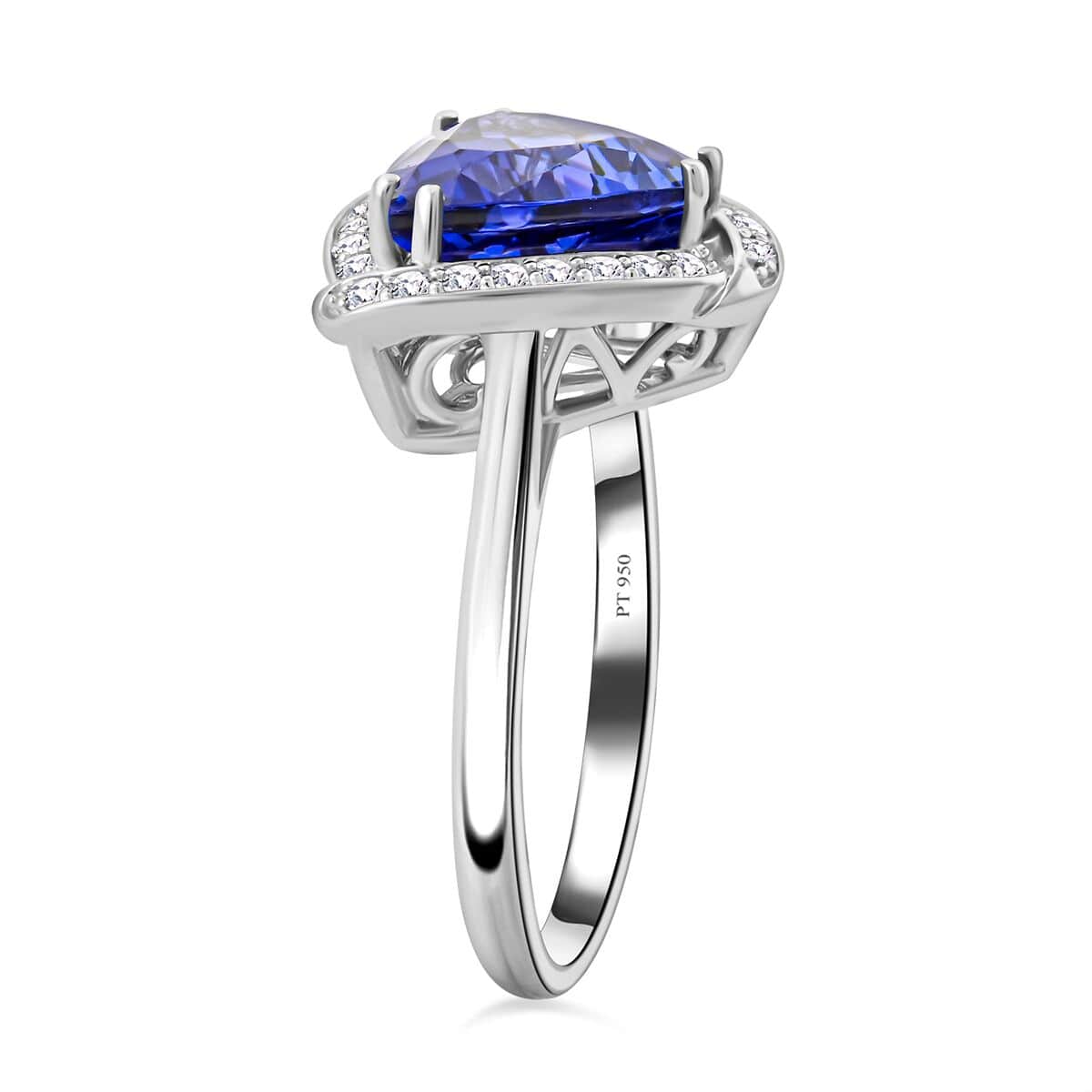 Certified & Appraised Rhapsody 950 Platinum AAAA Tanzanite and E-F VS Diamond Ring (Size 6.0) 7.40 Grams 3.65 ctw image number 3