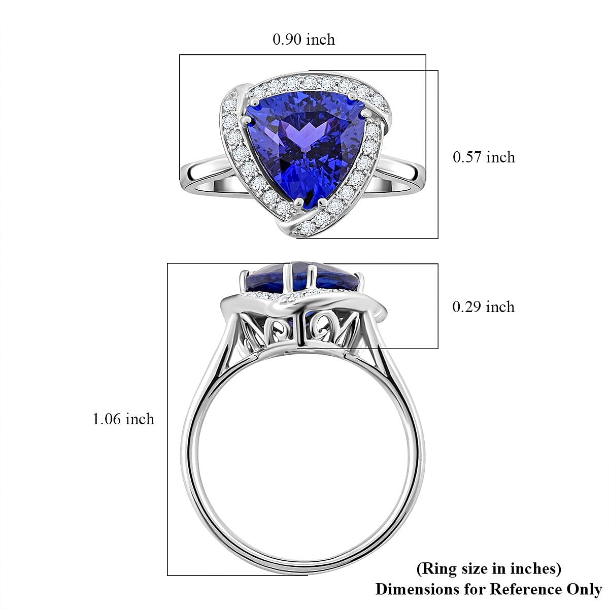 Certified & Appraised Rhapsody AAAA Tanzanite and E-F VS Diamond 3.65 ctw Ring in 950 Platinum (Size 6.0) 7.40 Grams