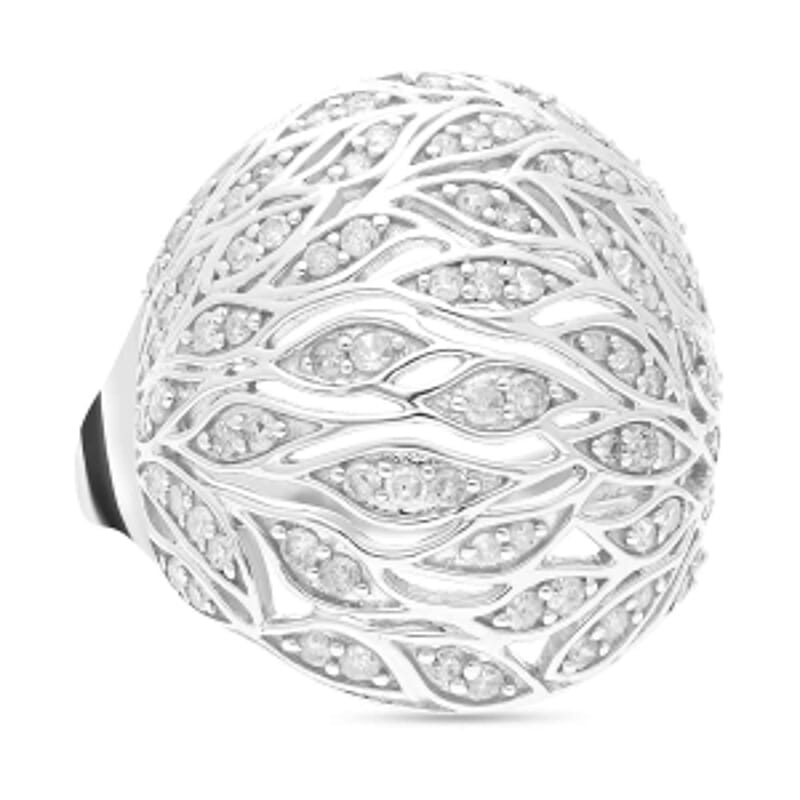 White Diamond 1.00 ctw Ring in Platinum Over Sterling Silver (Size 8.0) (7.18 g)