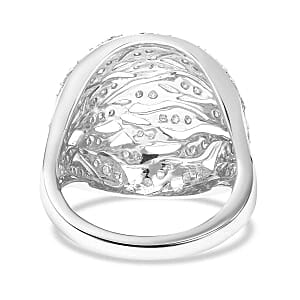 White Diamond 1.00 ctw Ring in Platinum Over Sterling Silver (Size 8.0) (7.18 g)