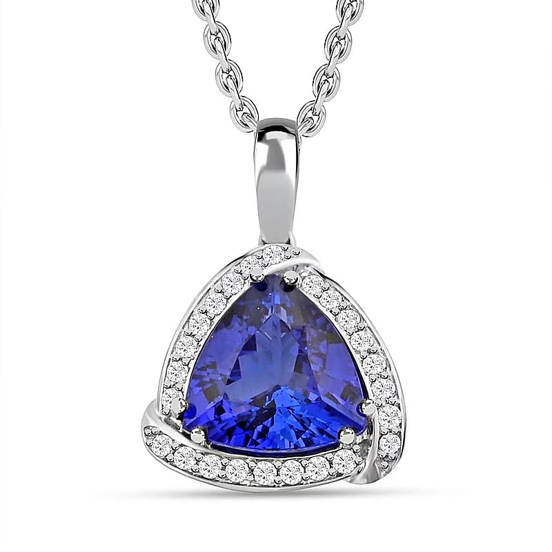 Certified & Appraised Rhapsody 950 Platinum AAAA Tanzanite and E-F VS Diamond Pendant without Chain 4.5 Grams 3.65 ctw