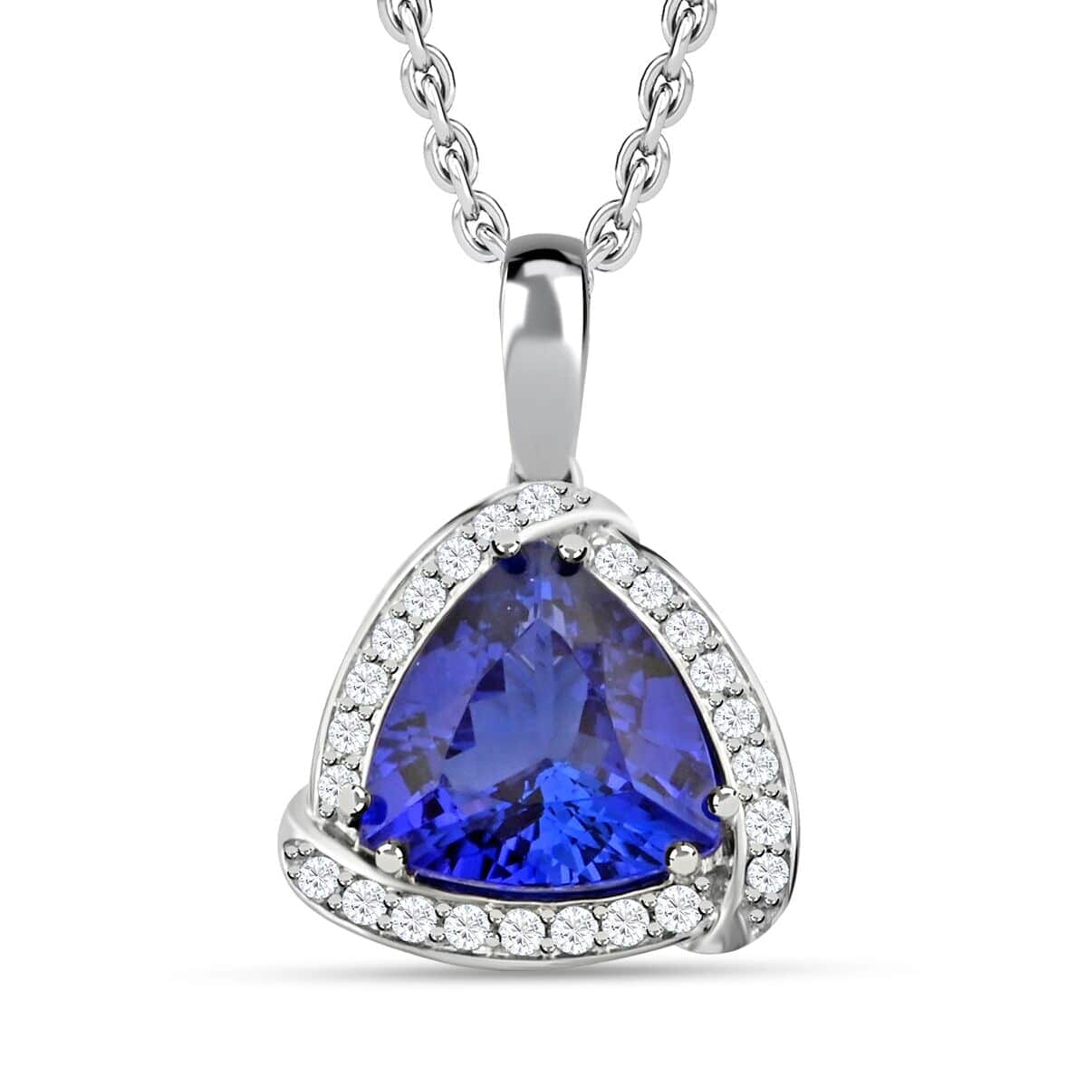 Certified & Appraised Rhapsody 950 Platinum AAAA Tanzanite and E-F VS Diamond Pendant 4.5 Grams 3.65 ctw image number 0