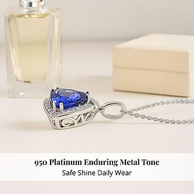 Certified & Appraised Rhapsody 950 Platinum AAAA Tanzanite and E-F VS Diamond Pendant without Chain 4.5 Grams 3.65 ctw
