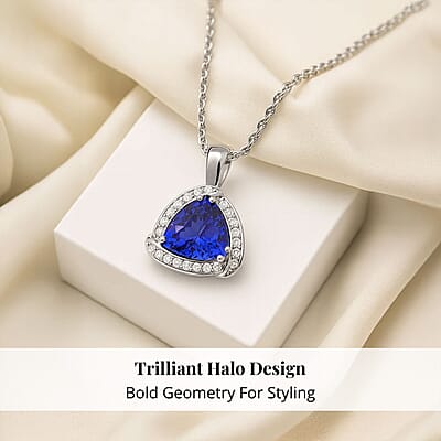 Certified & Appraised Rhapsody 950 Platinum AAAA Tanzanite and E-F VS Diamond Pendant without Chain 4.5 Grams 3.65 ctw