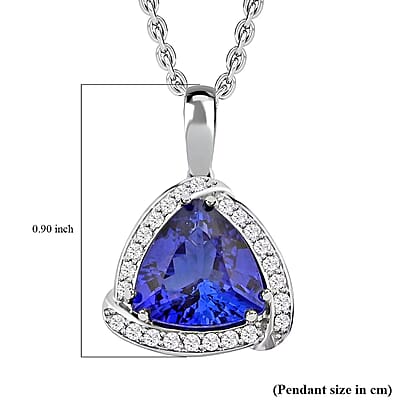 Certified & Appraised Rhapsody 950 Platinum AAAA Tanzanite and E-F VS Diamond Pendant without Chain 4.5 Grams 3.65 ctw