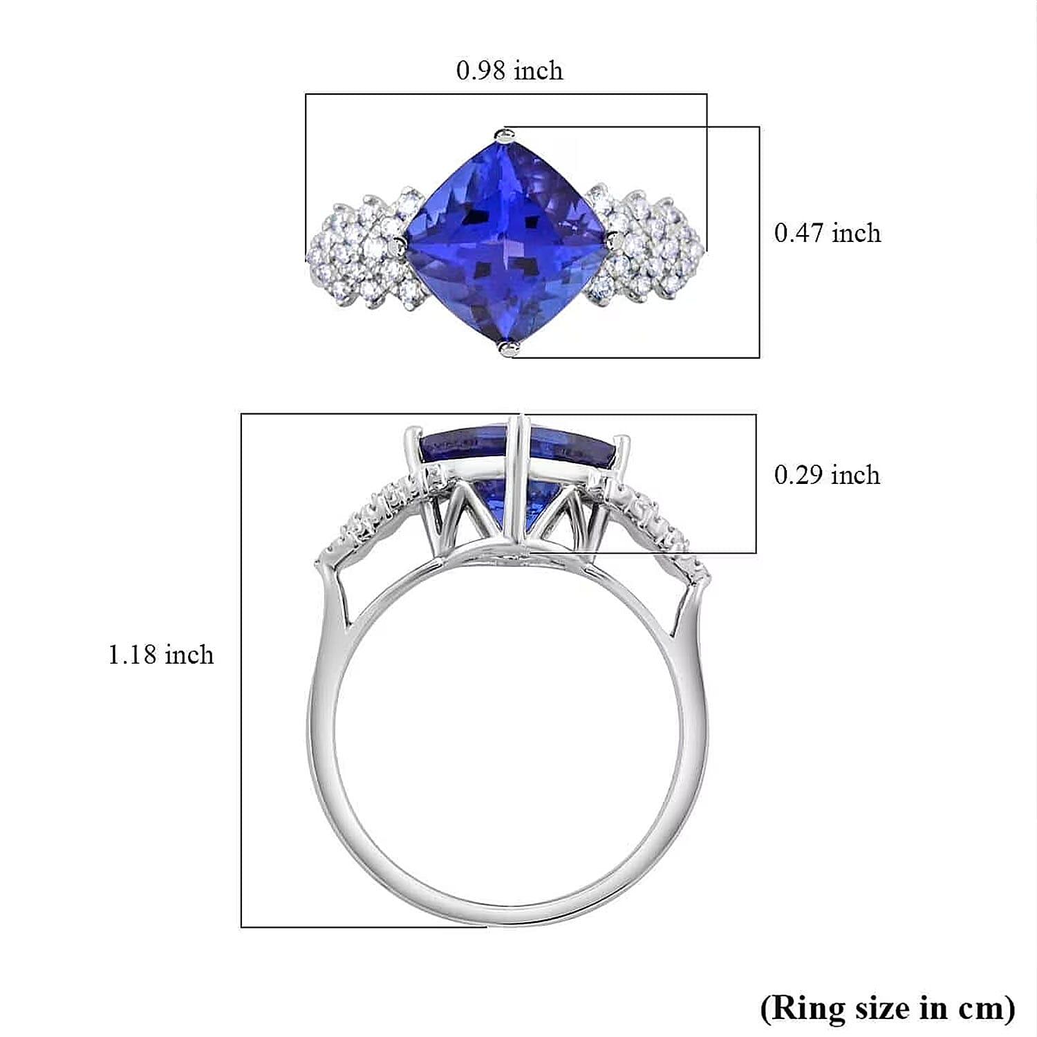 Certified and Appraised Rhapsody 950 Platinum AAAA Tanzanite and E-F VS Diamond Ring (Size 10.0) 5.75 Grams 3.75 ctw