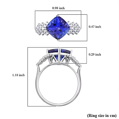 Certified and Appraised Rhapsody 950 Platinum AAAA Tanzanite and E-F VS Diamond Ring (Size 10.0) 5.75 Grams 3.75 ctw