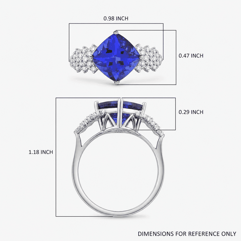 Certified and Appraised Rhapsody 950 Platinum AAAA Tanzanite and E-F VS Diamond Ring (Size 10.0) 5.75 Grams 3.75 ctw