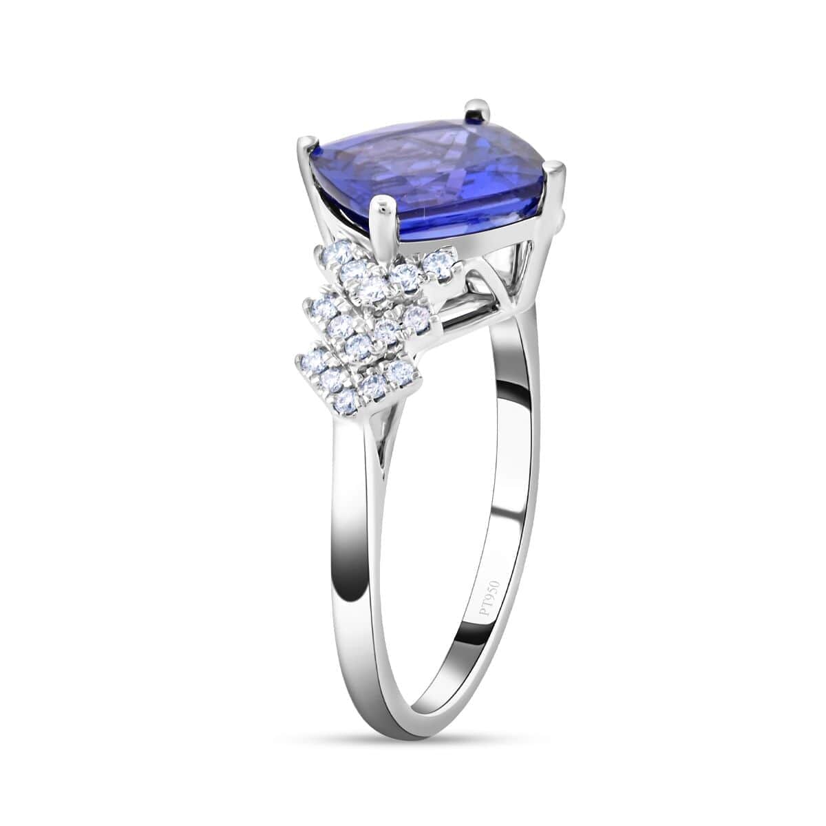 Certified and Appraised Rhapsody 950 Platinum AAAA Tanzanite and E-F VS Diamond Ring (Size 10.5) 5.75 Grams 3.75 ctw image number 3