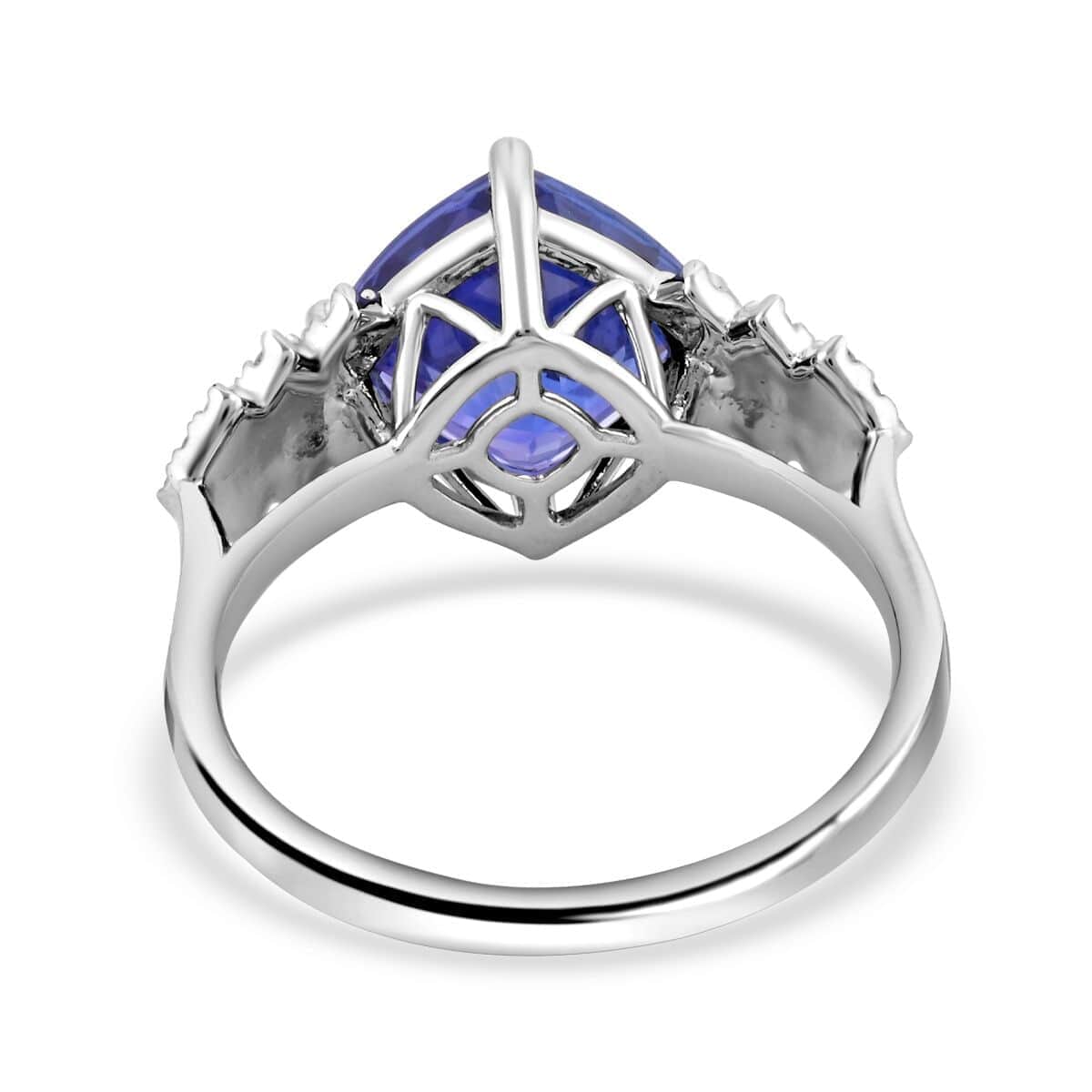 Certified and Appraised Rhapsody 950 Platinum AAAA Tanzanite and E-F VS Diamond Ring (Size 10.5) 5.75 Grams 3.75 ctw image number 4