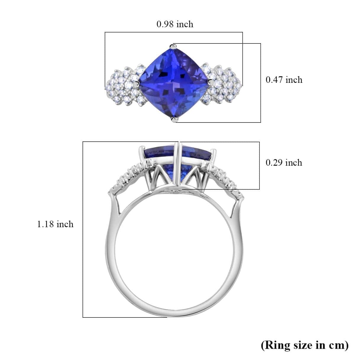 Certified and Appraised Rhapsody 950 Platinum AAAA Tanzanite and E-F VS Diamond Ring (Size 10.5) 5.75 Grams 3.75 ctw image number 5