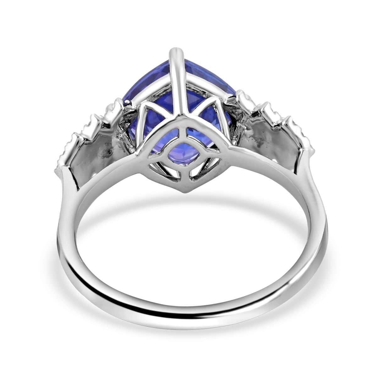 Certified and Appraised Rhapsody 950 Platinum AAAA Tanzanite and E-F VS Diamond Ring (Size 6.0) 5.75 Grams 3.75 ctw image number 4