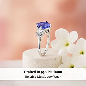 Certified and Appraised Rhapsody 950 Platinum AAAA Tanzanite and E-F VS Diamond Ring (Size 9.0) 5.75 Grams 3.75 ctw