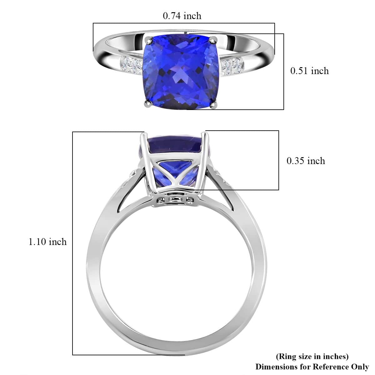 Certified and Appraised Rhapsody 950 Platinum AAAA Tanzanite and E-F VS Diamond Ring (Size 6.0) 5.10 Grams 3.00 ctw image number 5