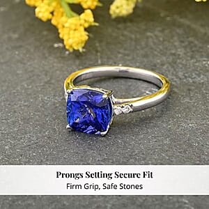 Certified and Appraised Rhapsody 950 Platinum AAAA Tanzanite and E-F VS Diamond Ring (Size 7.5) 5.10 Grams 3.00 ctw
