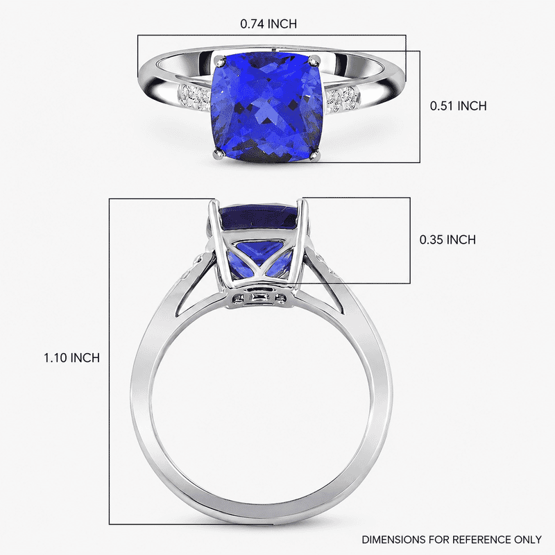 Certified and Appraised Rhapsody 950 Platinum AAAA Tanzanite and E-F VS Diamond Ring (Size 7.5) 5.10 Grams 3.00 ctw