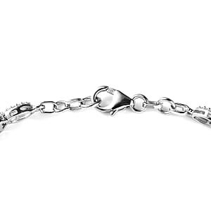 Tanzanite and White Zircon Bracelet in Platinum Over Sterling Silver (8.00 In) 3.90 ctw