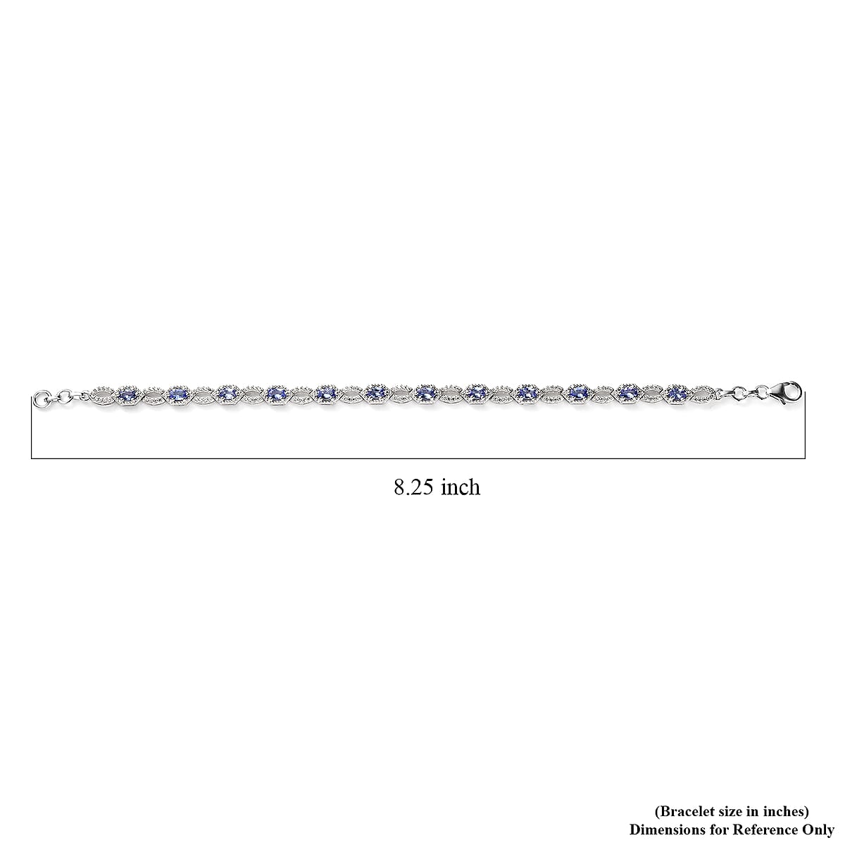 Tanzanite and White Zircon Bracelet in Platinum Over Sterling Silver (8.00 In) 3.90 ctw image number 4