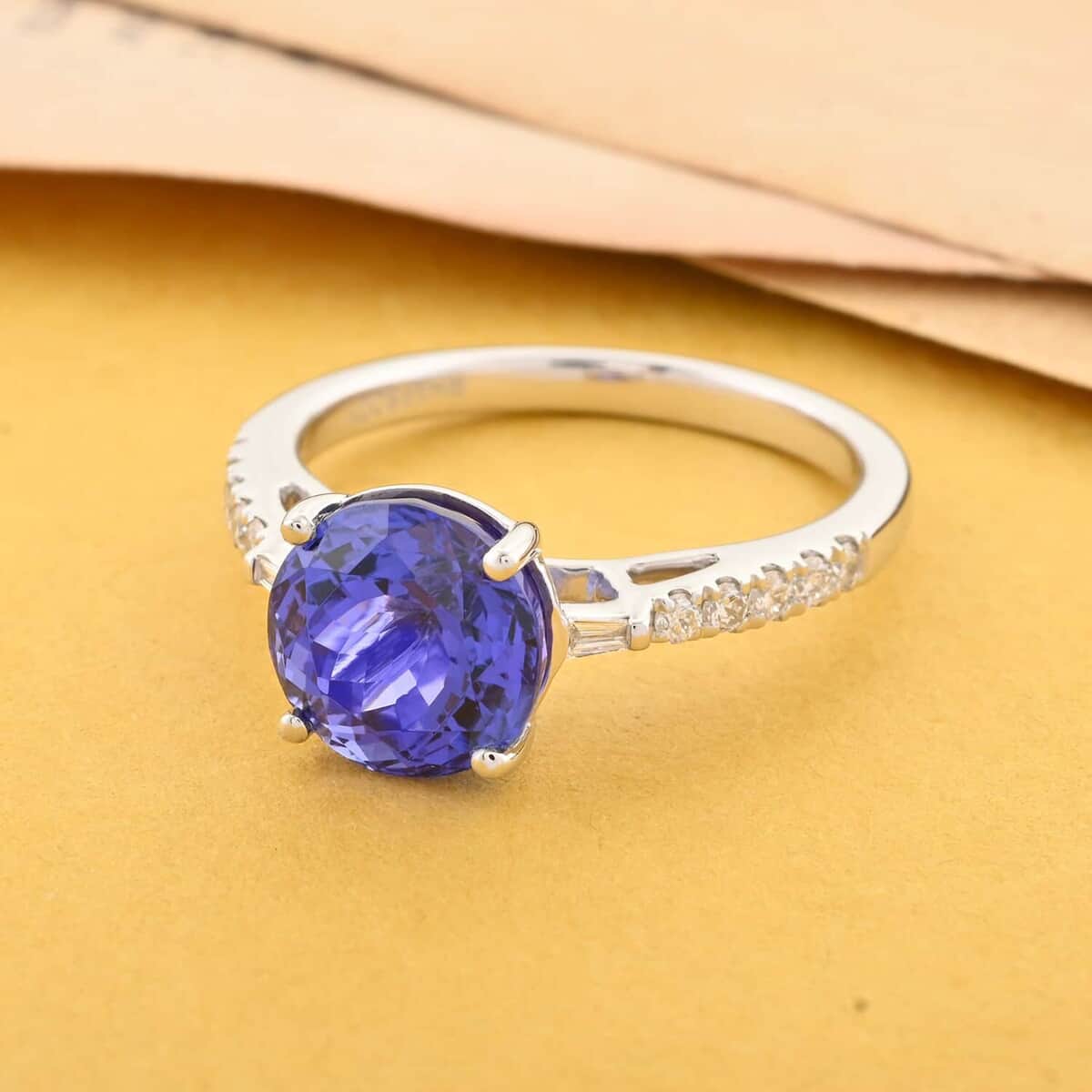 Certified and Appraised Rhapsody 950 Platinum AAAA Tanzanite and E-F VS Diamond Ring (Size 10.0) 4.70 Grams 2.75 ctw image number 1