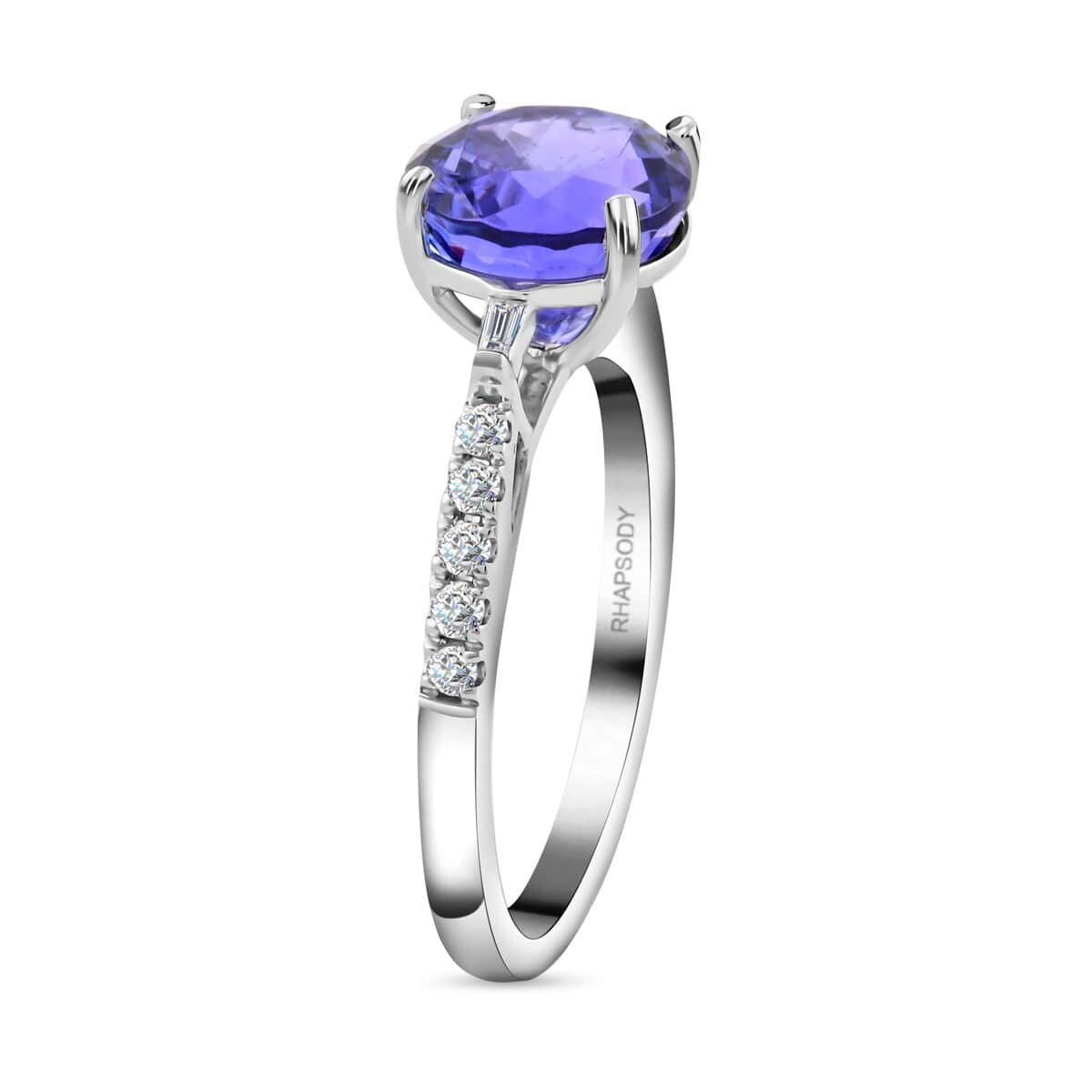 Certified and Appraised Rhapsody 950 Platinum AAAA Tanzanite and E-F VS Diamond Ring (Size 8.0) 4.70 Grams 2.75 ctw image number 3