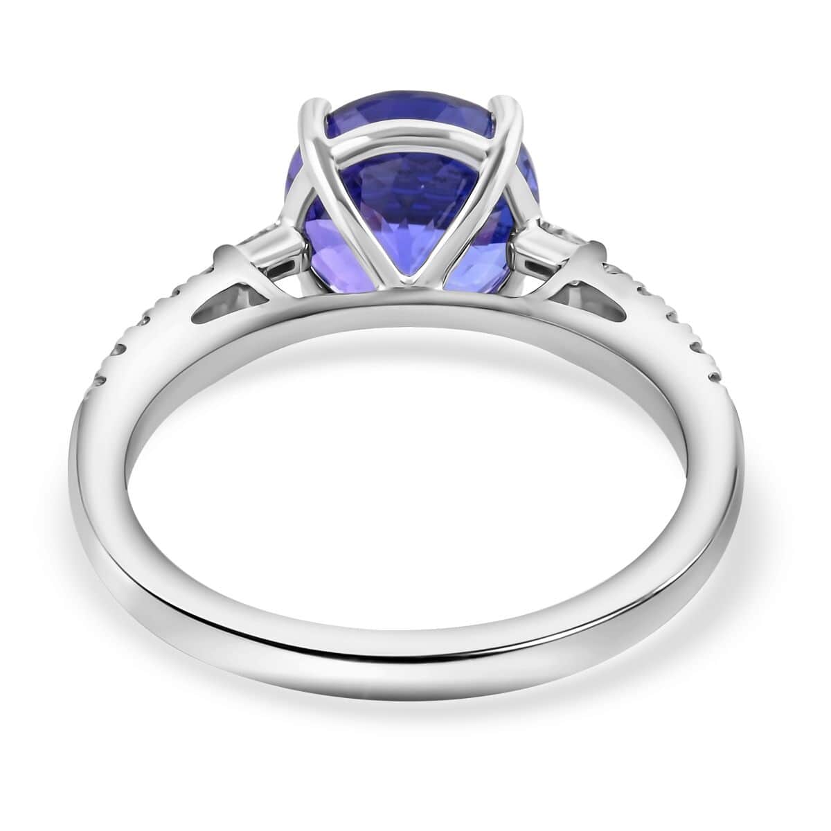 Certified and Appraised Rhapsody 950 Platinum AAAA Tanzanite and E-F VS Diamond Ring (Size 8.0) 4.70 Grams 2.75 ctw image number 4