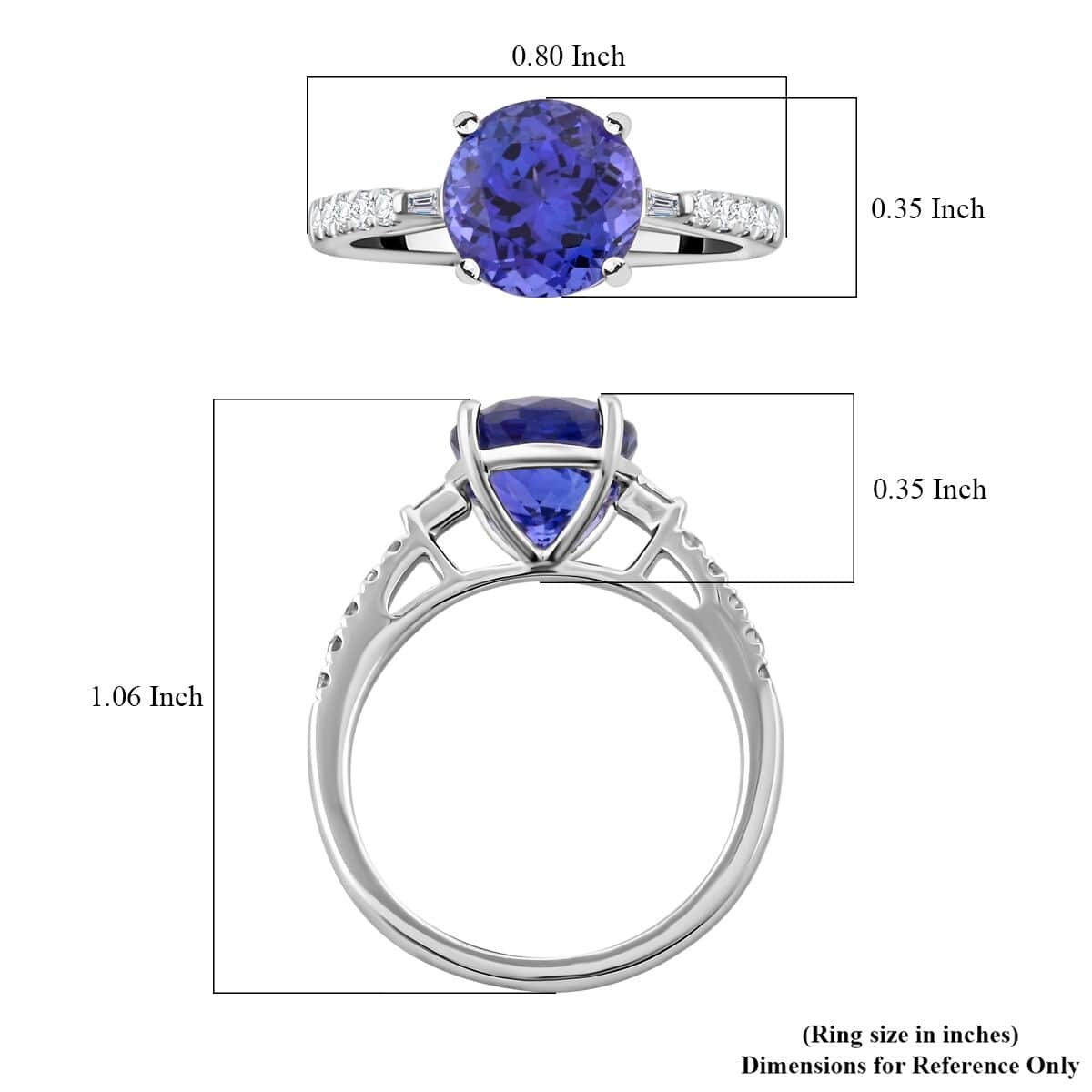 Certified and Appraised Rhapsody 950 Platinum AAAA Tanzanite and E-F VS Diamond Ring (Size 8.0) 4.70 Grams 2.75 ctw image number 5