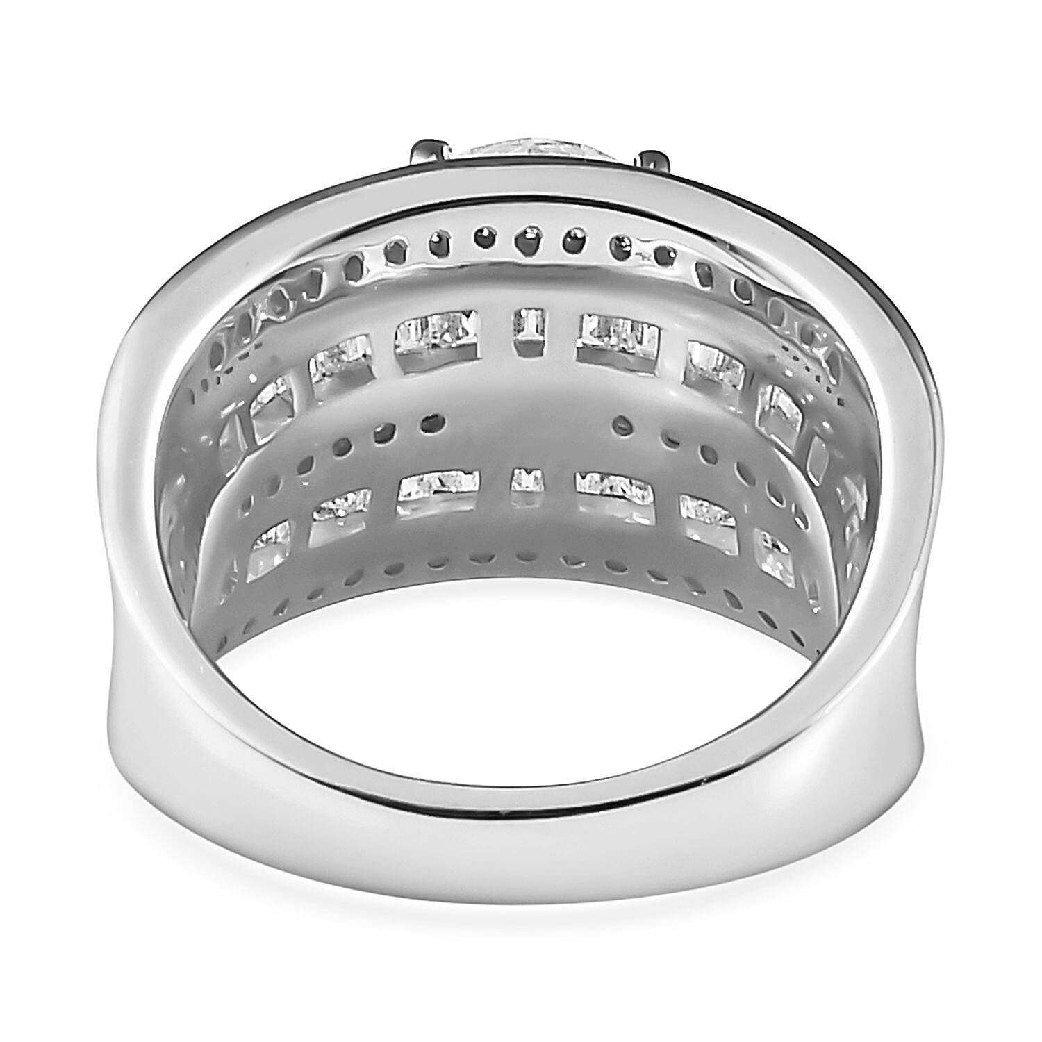 Moissanite Ring in Rhodium Over Sterling Silver (Size 10.0) 3.40 ctw