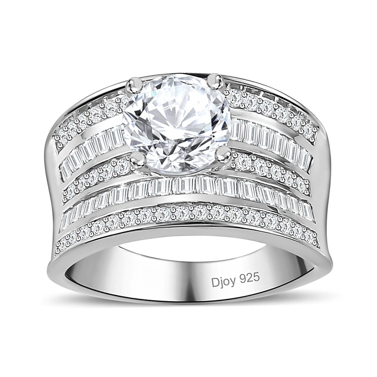 Moissanite Ring in Rhodium Over Sterling Silver (Size 5.0) 3.40 ctw image number 0