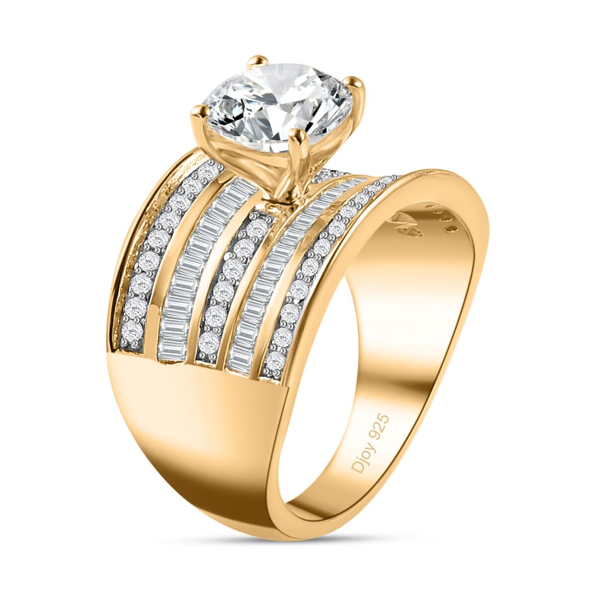 Moissanite 3.40 ctw Ring in Vermeil Yellow Gold Over Sterling Silver (Size 6.0) image number 3