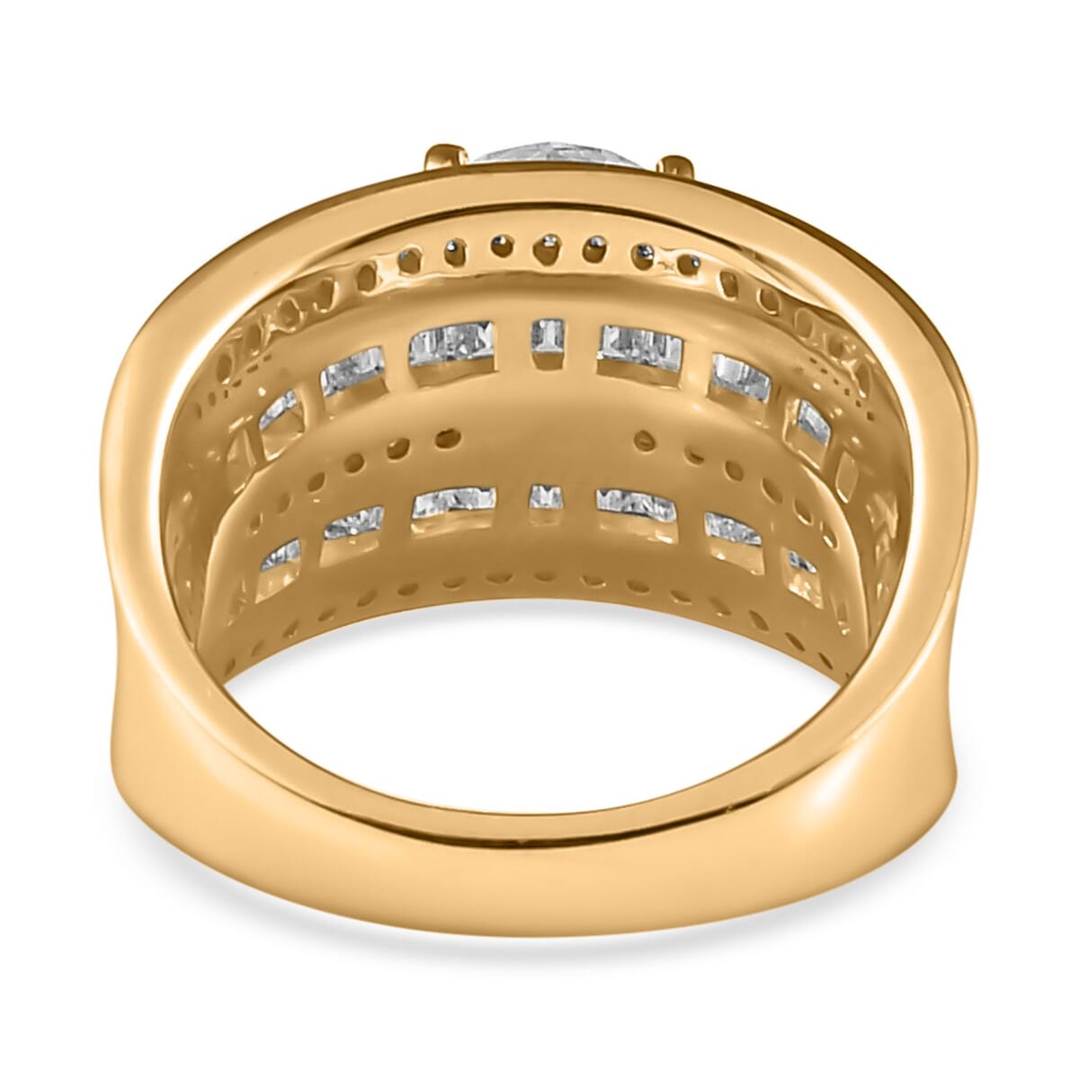 Moissanite 3.40 ctw Ring in Vermeil Yellow Gold Over Sterling Silver (Size 6.0) image number 4